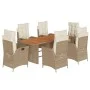 7-teiliges Garten-Esszimmer-Set mit Kissen synthetisches Rattan beige von vidaXL, Gartensets - Ref: Foro24-3213145, Preis: 98...