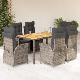 Garden dining set 7 pieces and gray synthetic rattan cushions by vidaXL, Garden sets - Ref: Foro24-3213107, Price: 887,57 €, ...