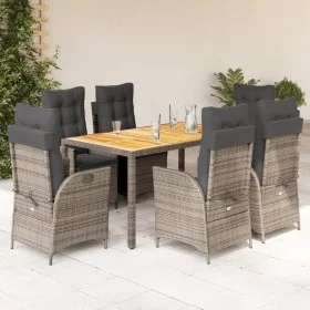 Garden dining set 7 pieces and gray synthetic rattan cushions by vidaXL, Garden sets - Ref: Foro24-3213107, Price: 969,69 €, ...