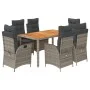 Set comedor jardín 7 pzas y cojines ratán sintético gris de vidaXL, Conjuntos de jardín - Ref: Foro24-3213107, Precio: 969,82...