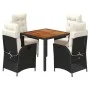 5-piece garden furniture set with black synthetic rattan cushions by vidaXL, Garden sets - Ref: Foro24-3213333, Price: 666,76...
