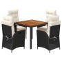 5-teiliges Gartenmöbel-Set mit Kissen synthetisches Rattan schwarz von vidaXL, Gartensets - Ref: Foro24-3213333, Preis: 580,2...