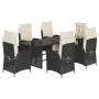 Set de comedor de jardín 7 pzas y cojines ratán sintético negro de vidaXL, Conjuntos de jardín - Ref: Foro24-3213350, Precio:...
