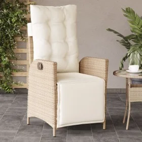 Garden reclining armchair with beige PE rattan footrest by vidaXL, Garden chairs - Ref: Foro24-365284, Price: 142,20 €, Disco...
