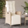 Sillón reclinable de jardín con reposapiés ratán PE beige