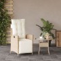 Sillón reclinable de jardín con reposapiés ratán PE beige