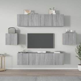 Set de muebles para TV 6 pzas madera contrachapada gris Sonoma Set de muebles para TV 6 pzas madera contrachapada gris Sonoma