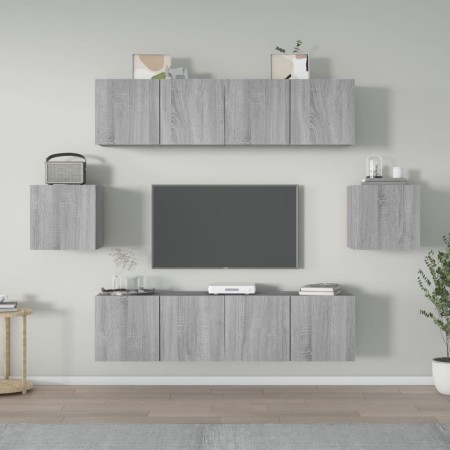 Set de muebles para TV 6 pzas madera contrachapada gris Sonoma