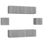Set de muebles para TV 6 pzas madera contrachapada gris Sonoma