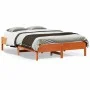 Estructura de cama madera maciza pino marrón cera 135x190 cm de vidaXL, Camas y somieres - Ref: Foro24-842721, Precio: 104,29...