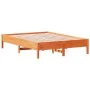 Estructura de cama madera maciza pino marrón cera 135x190 cm de vidaXL, Camas y somieres - Ref: Foro24-842721, Precio: 104,29...