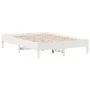 Estructura de cama de madera maciza de pino blanco 160x200 cm de vidaXL, Camas y somieres - Ref: Foro24-842691, Precio: 114,4...