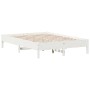 Estructura de cama de madera maciza de pino blanco 160x200 cm de vidaXL, Camas y somieres - Ref: Foro24-842691, Precio: 128,3...