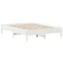 Estructura de cama de madera maciza de pino blanco 160x200 cm de vidaXL, Camas y somieres - Ref: Foro24-842691, Precio: 114,4...