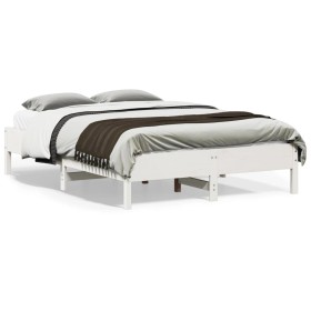 Estructura de cama madera maciza de pino blanco 120x190 cm de vidaXL, Camas y somieres - Ref: Foro24-842723, Precio: 114,15 €...