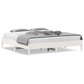 Solid white pine wood bed frame 180x200 cm by vidaXL, Beds and slatted bases - Ref: Foro24-842687, Price: 133,96 €, Discount: %