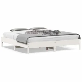 Solid white pine wood bed frame 180x200 cm by vidaXL, Beds and slatted bases - Ref: Foro24-842687, Price: 132,59 €, Discount: %