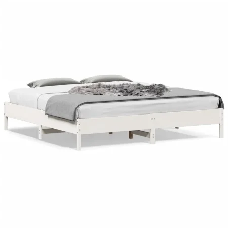 Solid white pine wood bed frame 180x200 cm by vidaXL, Beds and slatted bases - Ref: Foro24-842687, Price: 132,59 €, Discount: %