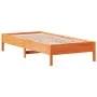 Solid wax brown pine wood bed frame 100x200 cm by vidaXL, Beds and slatted bases - Ref: Foro24-842709, Price: 83,71 €, Discou...