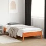 Solid wax brown pine wood bed frame 100x200 cm by vidaXL, Beds and slatted bases - Ref: Foro24-842709, Price: 83,71 €, Discou...