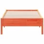 Solid wax brown pine wood bed frame 100x200 cm by vidaXL, Beds and slatted bases - Ref: Foro24-842709, Price: 83,71 €, Discou...
