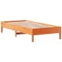 Solid wax brown pine wood bed frame 100x200 cm by vidaXL, Beds and slatted bases - Ref: Foro24-842709, Price: 83,71 €, Discou...