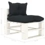 Central sofa made of pallets for wooden garden with anthracite cushions by vidaXL, Outdoor sofas - Ref: Foro24-3052374, Price...