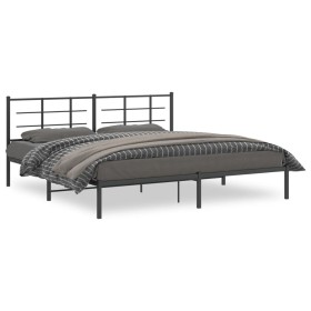 Estructura de cama con cabecero metal negro 200x200 cm