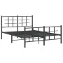 Black metal headboard and footboard bed frame 140x200 cm by vidaXL, Beds and slatted bases - Ref: Foro24-355580, Price: 114,6...