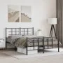 Black metal headboard and footboard bed frame 140x200 cm by vidaXL, Beds and slatted bases - Ref: Foro24-355580, Price: 114,6...