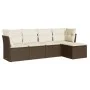 5-teiliges Garten-Esszimmerset und Kissen Kunstrattan braun von vidaXL, Gartensets - Ref: Foro24-3249402, Preis: 330,78 €, Ra...