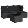 5-teiliges Gartenmöbel-Set und Kissen aus synthetischem Rattan schwarz von vidaXL, Gartensets - Ref: Foro24-3249344, Preis: 2...