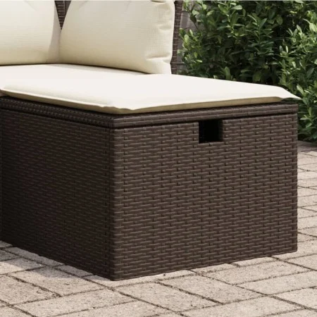 Garden stool with brown synthetic rattan cushion 55x55x37 cm by vidaXL, Outdoor ottomans - Ref: Foro24-366205, Price: 57,60 €...