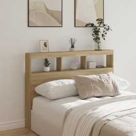 Bettkopfteil mit LED Sonoma-Eiche 140x17x102 cm von vidaXL, Kopf- und Fußteile - Ref: Foro24-839198, Preis: 82,75 €, Rabatt: %