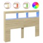 Bettkopfteil mit LED Sonoma-Eiche 140x17x102 cm von vidaXL, Kopf- und Fußteile - Ref: Foro24-839198, Preis: 82,75 €, Rabatt: %