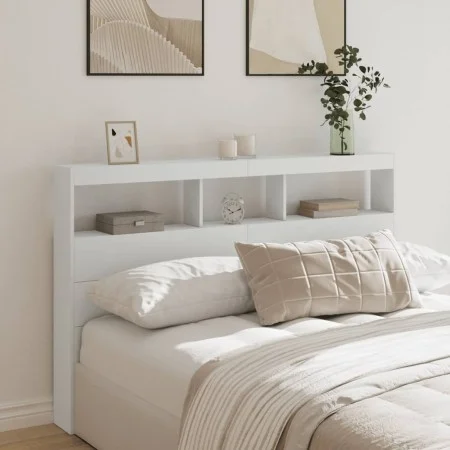 Bed headboard with white LED 160x17x102 cm by vidaXL, Headboards and footboards - Ref: Foro24-839203, Price: 115,77 €, Discou...