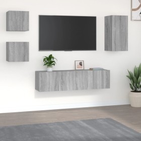Set de muebles para TV 5 pzas madera contrachapada gris Sonoma