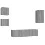 Set de muebles para TV 5 pzas madera contrachapada gris Sonoma