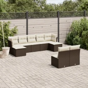 Garden sofa set 9 pieces and brown synthetic rattan cushions by vidaXL, Garden sets - Ref: Foro24-3250112, Price: 540,94 €, D...