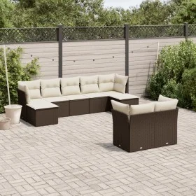 Garden sofa set 9 pieces and brown synthetic rattan cushions by vidaXL, Garden sets - Ref: Foro24-3250152, Price: 562,18 €, D...