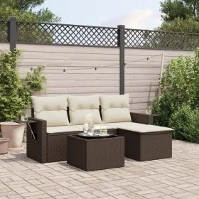 Garden sofa set 4 pieces with brown synthetic rattan cushions by vidaXL, Garden sets - Ref: Foro24-3252410, Price: 270,73 €, ...