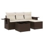 Garden sofa set 4 pieces with brown synthetic rattan cushions by vidaXL, Garden sets - Ref: Foro24-3252410, Price: 273,77 €, ...