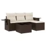 Garden sofa set 4 pieces with brown synthetic rattan cushions by vidaXL, Garden sets - Ref: Foro24-3252410, Price: 270,73 €, ...