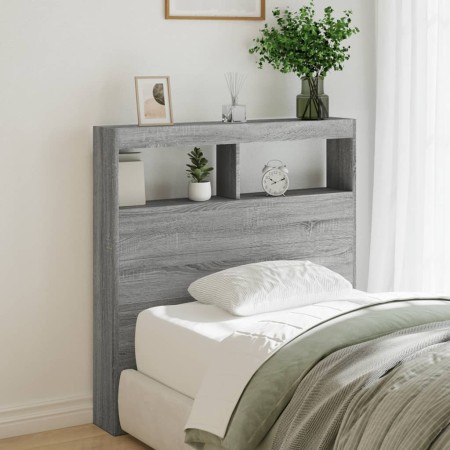 Bettkopfteil mit LED-Licht Sonomagrau 100x17x102 cm von vidaXL, Kopf- und Fußteile - Ref: Foro24-839187, Preis: 73,41 €, Raba...