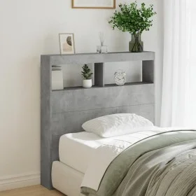 Bettkopfteil in Betongrau mit LED-Licht, 100 x 17 x 102 cm von vidaXL, Kopf- und Fußteile - Ref: Foro24-839185, Preis: 59,70 ...