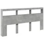 Concrete gray bed headboard with LED light 200x17x102 cm by vidaXL, Headboards and footboards - Ref: Foro24-839220, Price: 10...