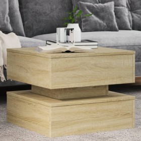 Mesa de centro con luces LED roble Sonoma 50x50x40 cm de vidaXL, Mesas de centro - Ref: Foro24-839856, Precio: 70,53 €, Descu...