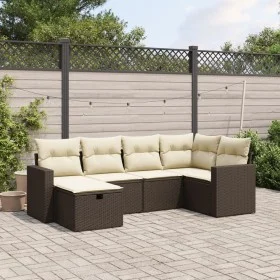 6-teilige Gartensofagarnitur und braune synthetische Rattankissen von vidaXL, Gartensets - Ref: Foro24-3263489, Preis: 404,62...