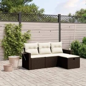 4-piece garden sofa set and brown synthetic rattan cushions by vidaXL, Garden sets - Ref: Foro24-3263759, Price: 267,58 €, Di...