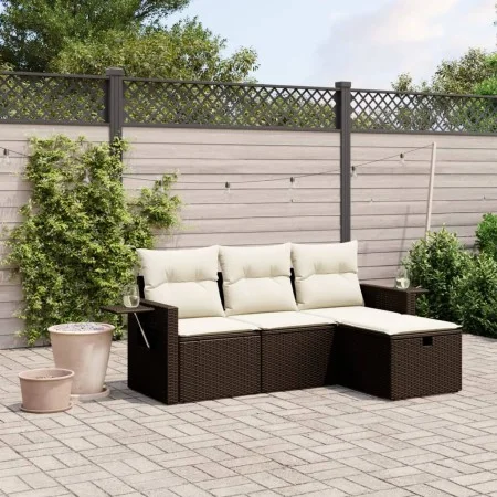 4-teilige Gartensofagarnitur und braune synthetische Rattankissen von vidaXL, Gartensets - Ref: Foro24-3263759, Preis: 269,25...